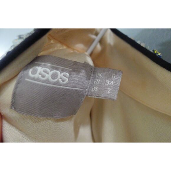 ASOS 80's Sleeve Sequin Iridescent Bow Back Mini Dress 2 - Picture 12 of 12